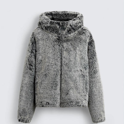 Hooded Faux Fur Jacket Coat