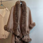 Thickened Knitted Cape With Furry Collar For FallWinter