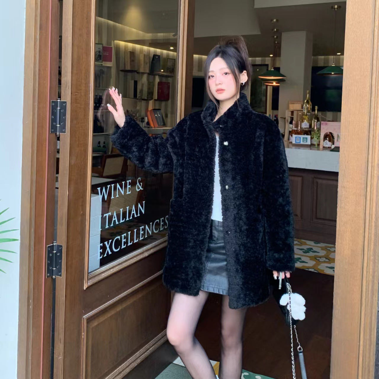 Womens Mid Length Lambswool Coat