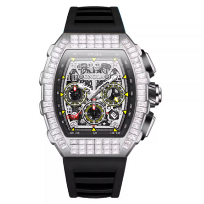 Men's Luxury Square Diamond Watch With Star Pattern