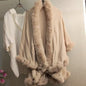 Thickened Knitted Cape With Furry Collar For FallWinter