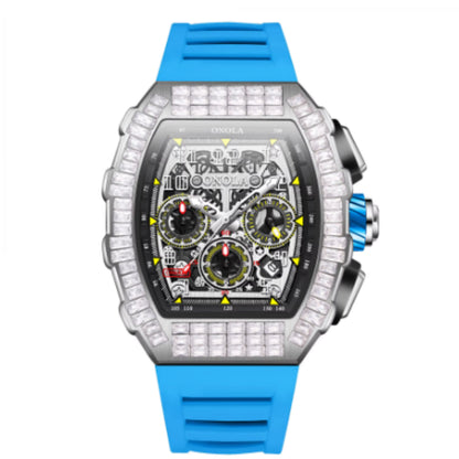 Men's Luxury Square Diamond Watch With Star Pattern
