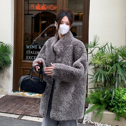 Womens Mid Length Lambswool Coat