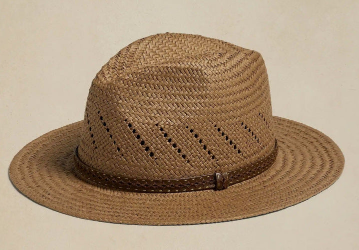 Striped Bow Flat-brimmed Jazz Straw Top Hat
