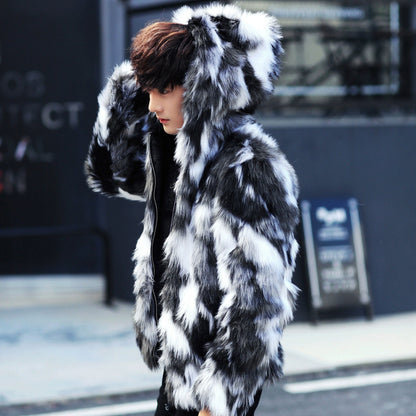 Men's Faux Leather Warm Coat Handsome Thickened